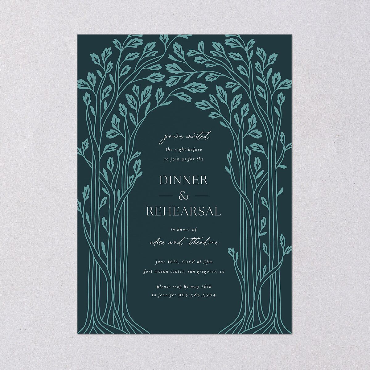 Arboretum Archway Rehearsal Dinner Invitations Dark Night Signature Blank
