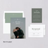 Our Date Photo Digital Save the Date Cards Eucalyptus Dusty Blue Lets Celebrate Standard