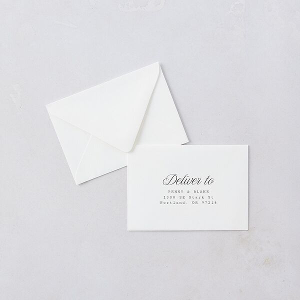 Vintage Script Response Card Euro Envelopes White Pure White Return Address Luxe