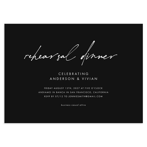 Simply Script Rehearsal Dinner Invitations Charcoal Signature Blank Standard