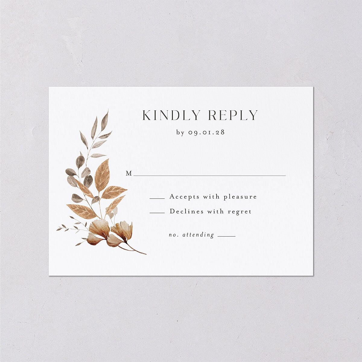 Leafy Rustic Monogram Wedding Response Cards — view 1