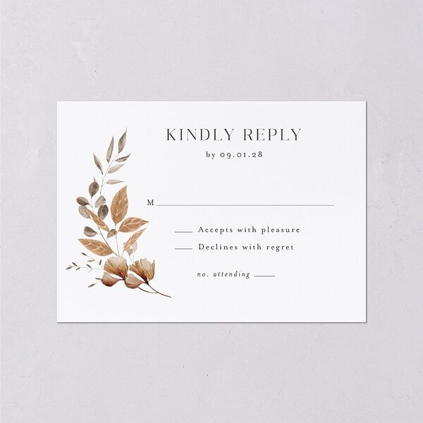Leafy Rustic Monogram Wedding Response Cards Cotton Signature
