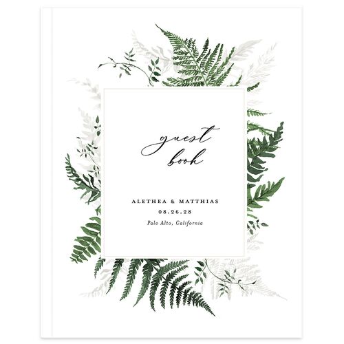 Woodsy Ferns Wedding Guest Book Scottish Green