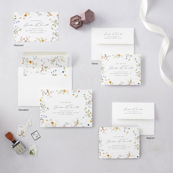 Dainty Wildflowers Save the Date Postcards Sunflower