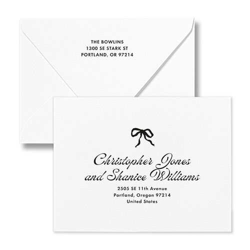 Retro Minimalist Photo Triad Thank You Card Euro Envelopes White Linen Both Recipient and Return Addresses Luxe Signature