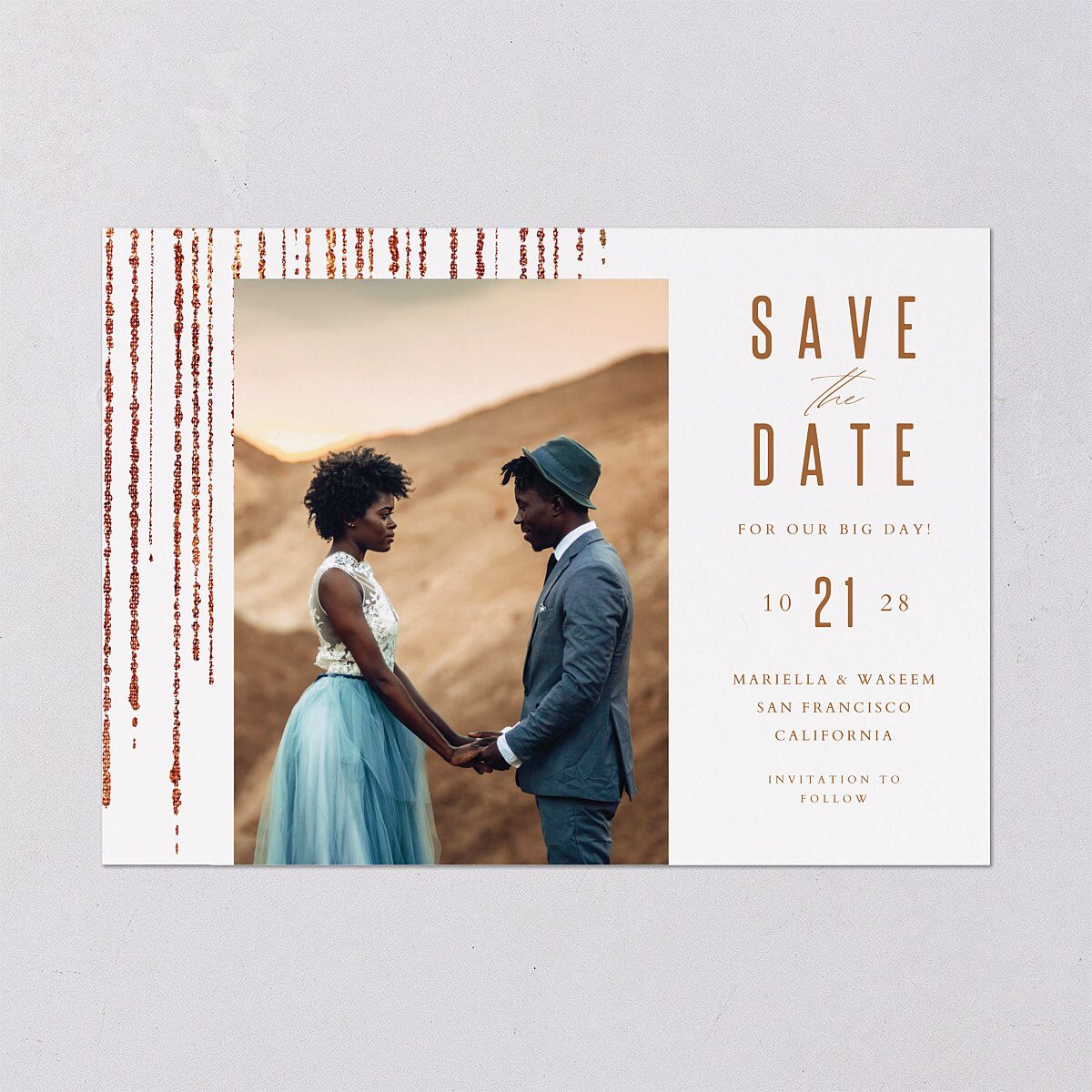 Classic Cascade Save The Date Cards Snow Signature smooth Blank No