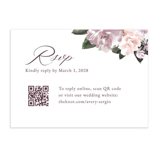 Floral Accent QR Code RSVP Cards Plum Signature Standard