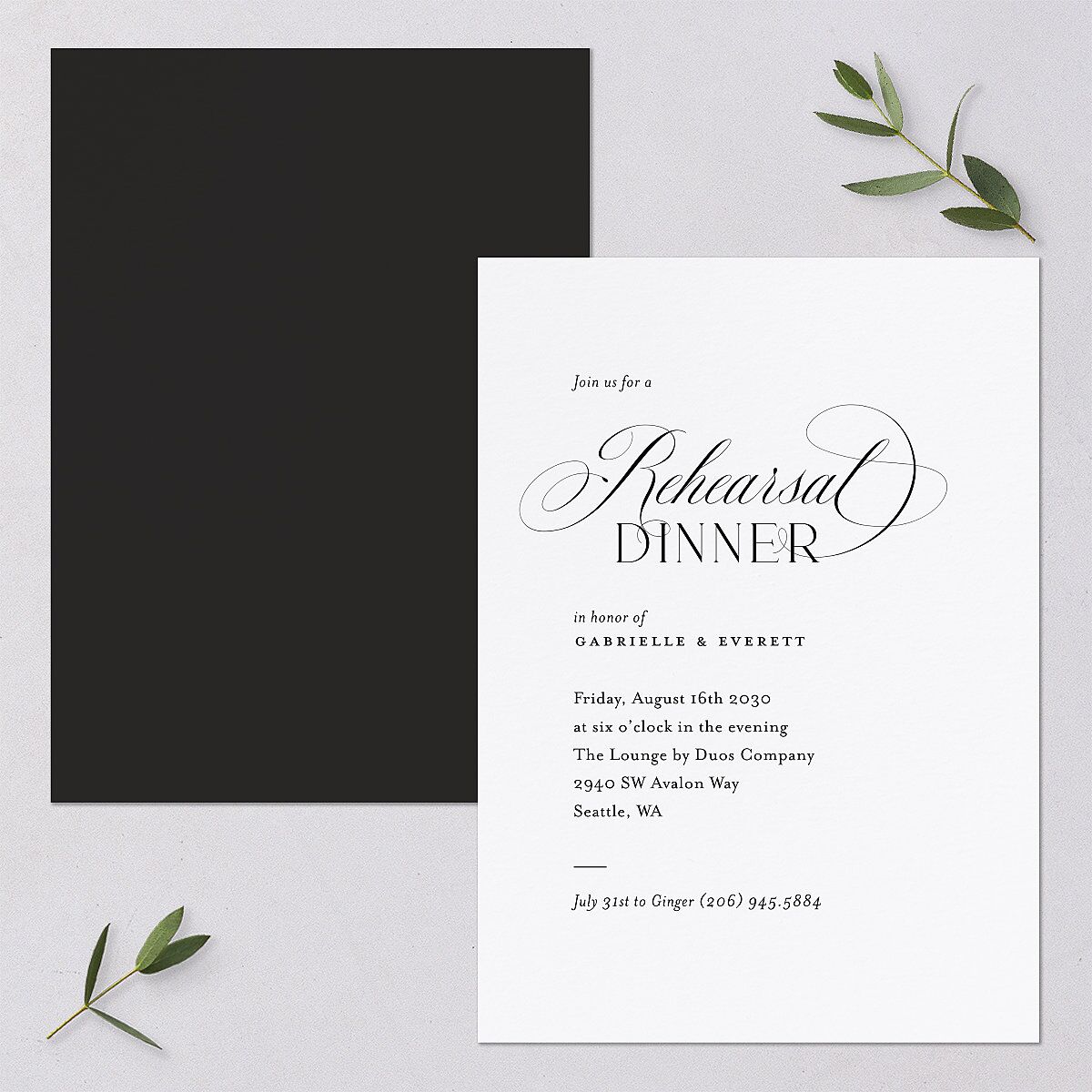 Opposites Attract Rehearsal Dinner Invitations Licorice Signature Blank