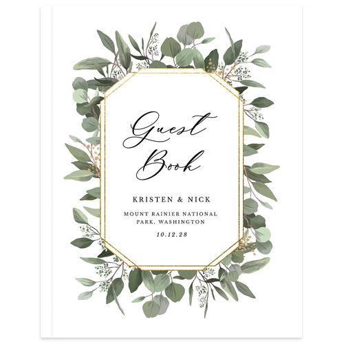 Eucalyptus Frame Wedding Guest Book Pure White
