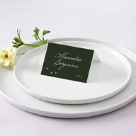 Elegant Mountain Monogram Place Cards Dark Green Signature