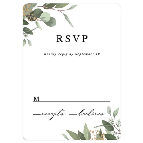 Eucalyptus Frame Wedding Response Cards Pure White Signature Rounded