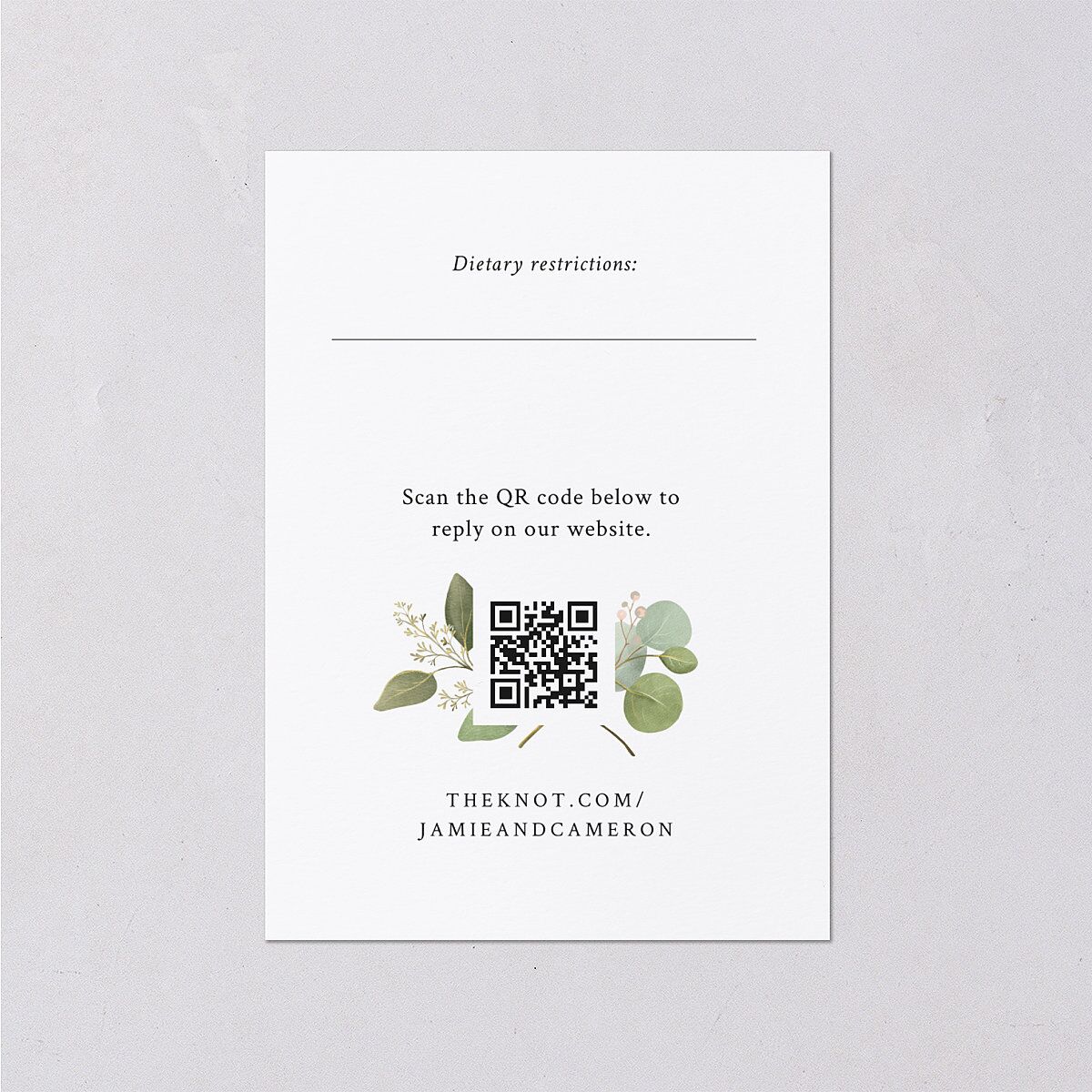 Elegant Eucalyptus Christmas Foil Wedding Response Cards Gold Licorice Signature Standard
