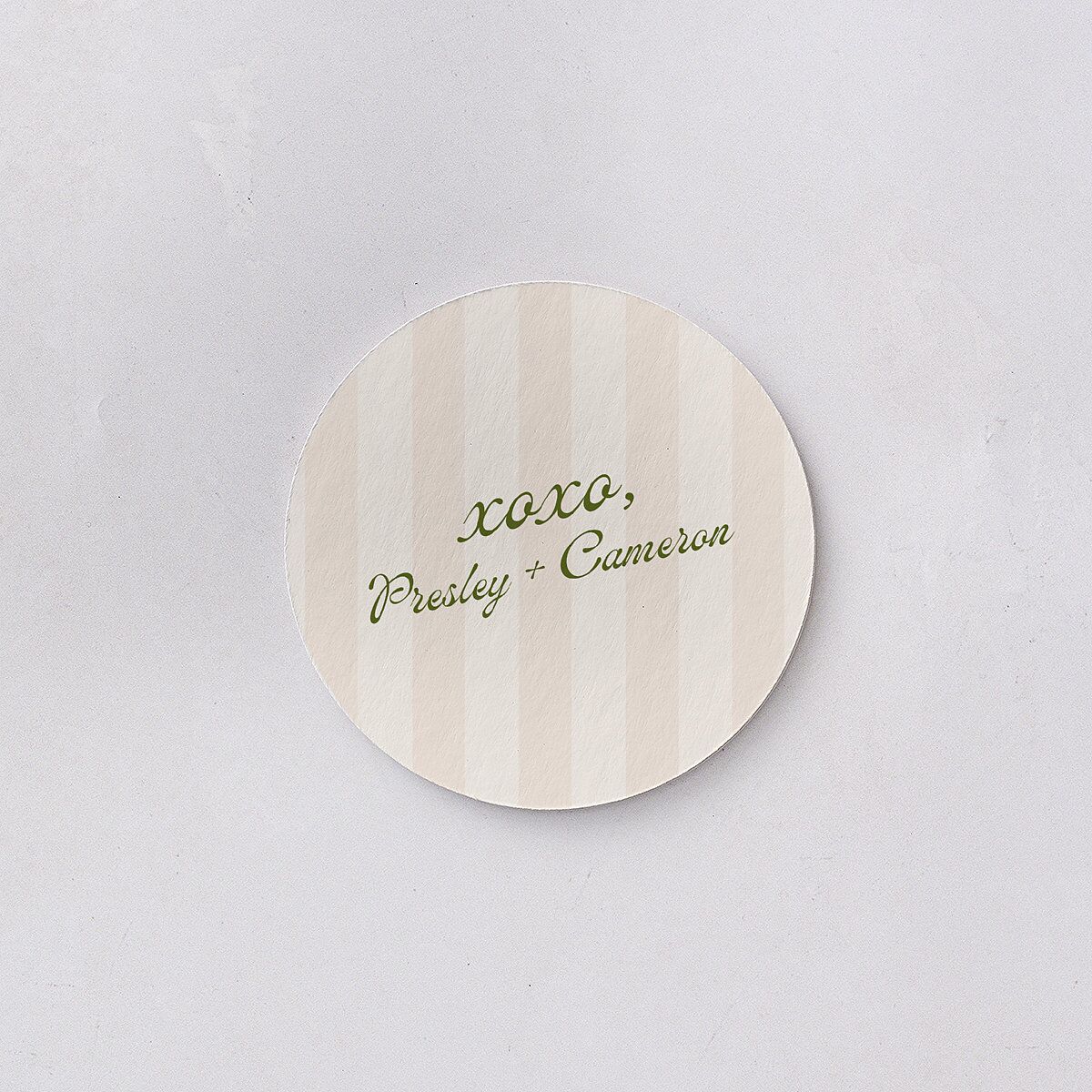 Cabana Stripes Wedding Day Coasters Olive Cardboard Circle