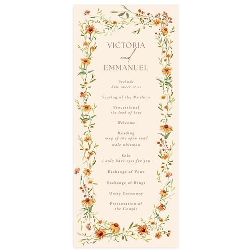 Wildflower Border Wedding Programs Cinnamon Signature
