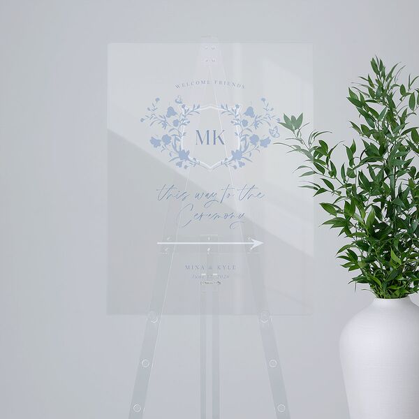 Fairytale Wildflower Crest Acrylic Direction Sign Medium Pure White Standard Acrylic M Direction