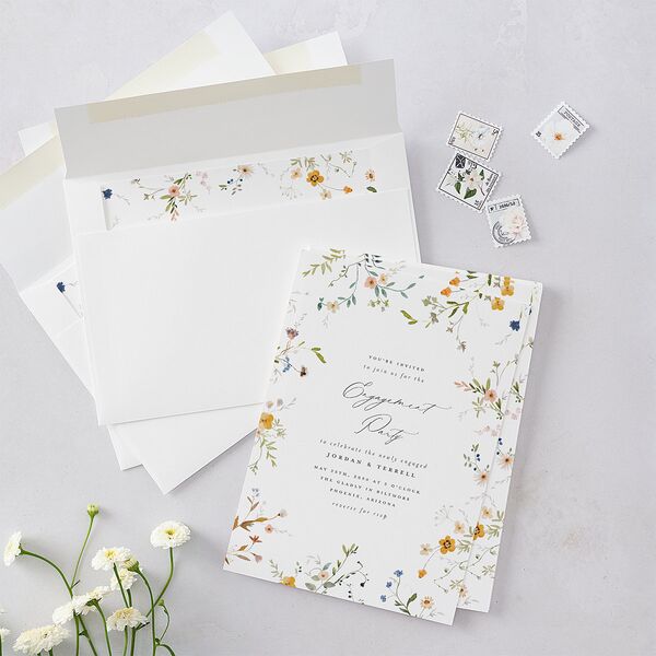 Dainty Wildflower Engagement Party Invitations Sunflower Signature Blank Standard
