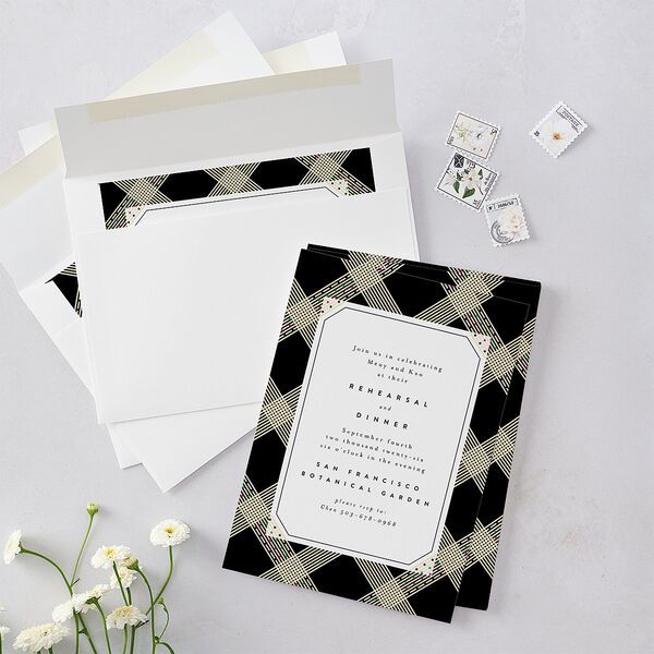 Mien Embroidery Rehearsal Dinner Invitations Midnight Signature Blank