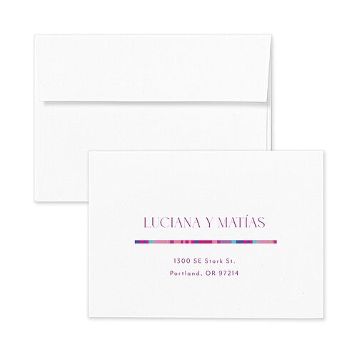 Serape de Sol Wedding Response Card Standard Envelopes White Iris Return Address Signature Standard