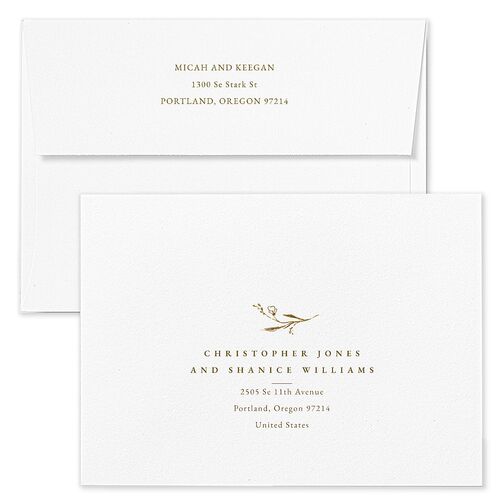 Illustrated Vines Wedding Invitation Envelopes Blue Umber Return Address Standard Signature