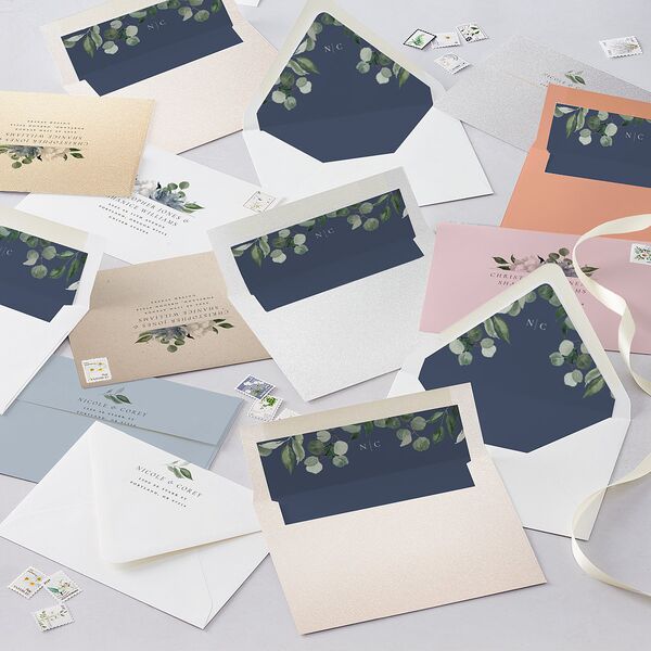 Timeless Bouquet Wedding Invitations Dusty Blue Signature Blank No Standard