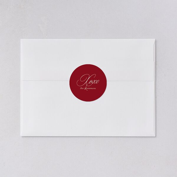 Classic Border First Married Christmas Holiday Stickers Ruby Circle