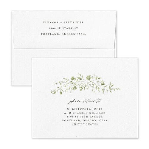 Timeless Floral Save the Date Magnet Envelopes Blue Thyme Both Recipient and Return Addresses Signature Standard