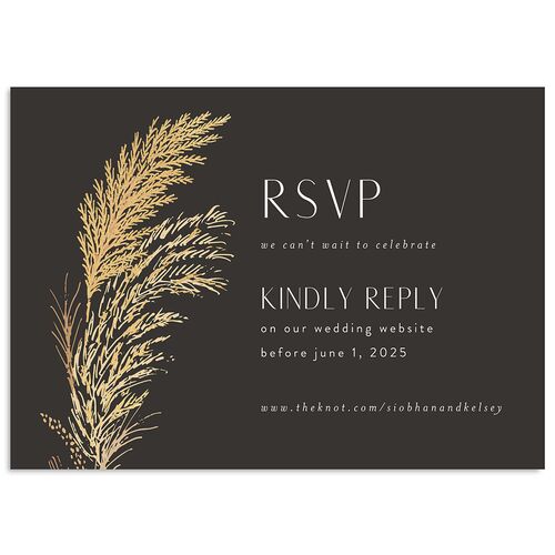 Regal Pampas Wedding Response Cards Gold Charcoal Signature Standard