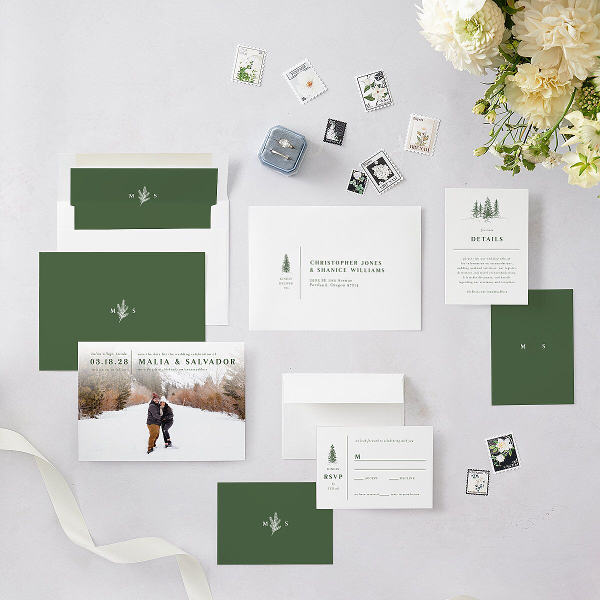 Etched Mountains Save The Date Cards — view 6