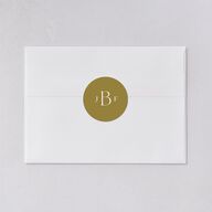 Black Tie Crest Wedding Stickers Pure White Circle