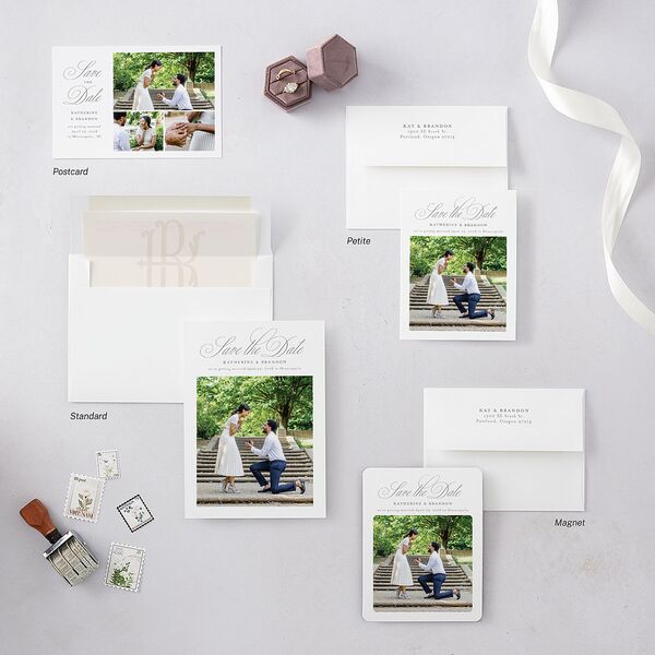 Luxury Floral Monogram Save The Date Magnets Cotton Magnet Paper