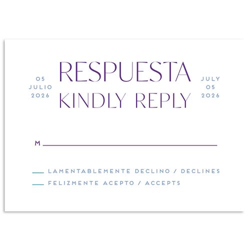 Color del Amor Bilingual Foreign Language Wedding Response Cards Sea Blue Signature Standard