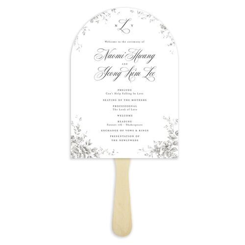 Vintage Florals Fan Programs Medieval Grey Signature Arch