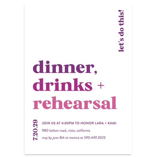 Vibrant Bold Rehearsal Dinner Invitations Iris Signature Blank Standard