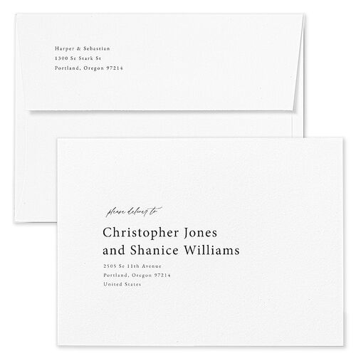 Snowy Mountainside Wedding Invitation Envelopes Terracotta Thyme Both Recipient and Return Addresses Standard Signature