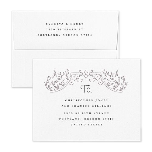 Gothic Date Save the Date Petite Card Envelopes Off-White White Both Recipient and Return Addresses Signature Standard
