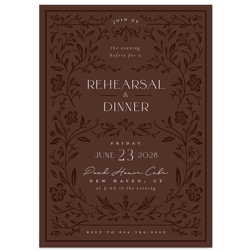 Storybook Filigree Rehearsal Dinner Invitations Chocolate Signature Blank Standard