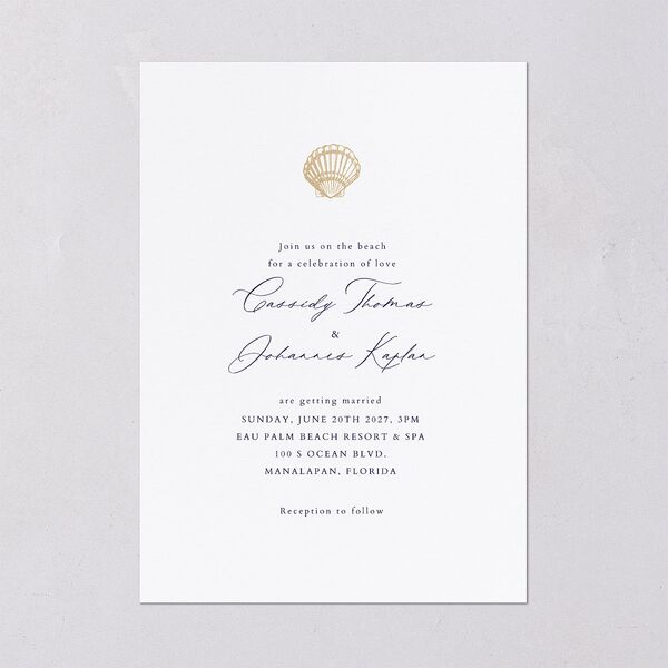 Classic Shell Wedding Invitations Gold Royal Blue Signature Blank No Standard