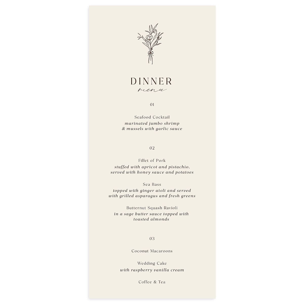 Simple Boho Flowers Menus