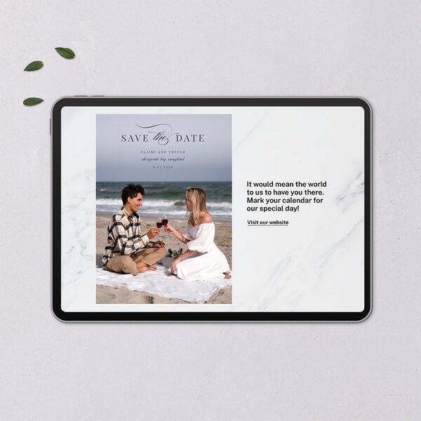 Elegant Lighthouse Digital Save the Date Cards Maritime Dusty Blue Lets Celebrate Standard