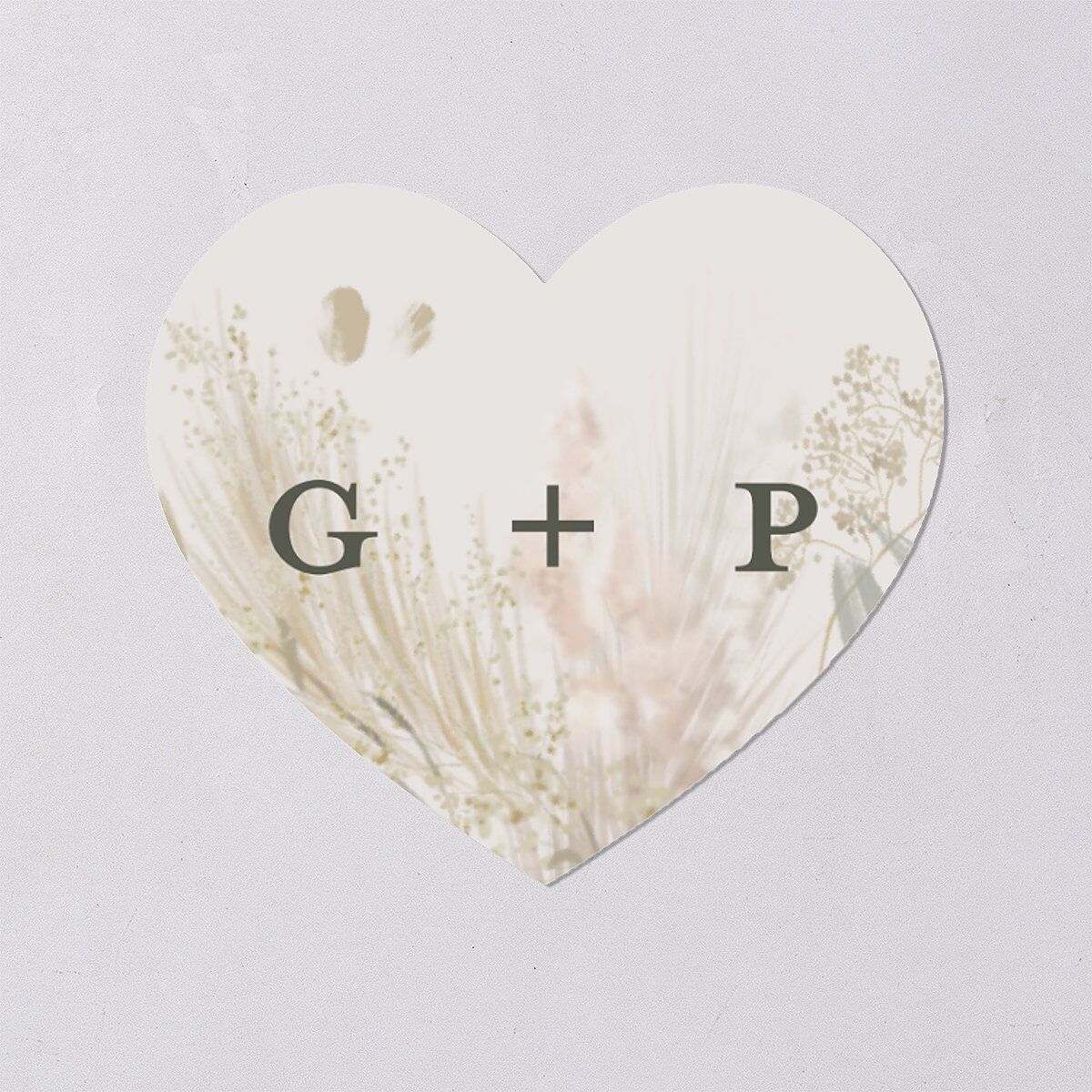 Ethereal Pampas Wedding Stickers Thyme Heart