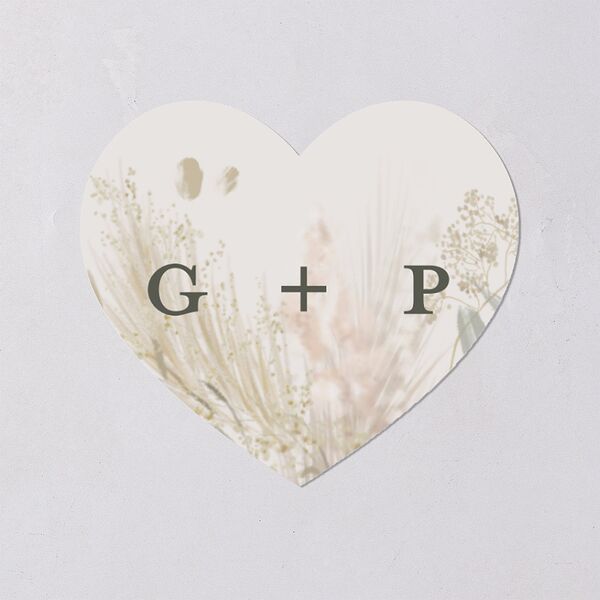 Ethereal Pampas Wedding Stickers Thyme Heart