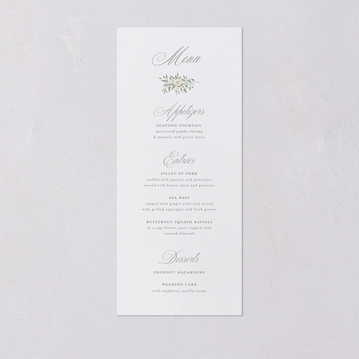 Luxury Floral Monogram Menus Cotton Signature