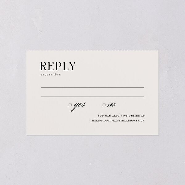 Simple Elegant Black Tie All-in-One Wedding Invitations Champagne Signature Light Both Recipient and Return Addresses No