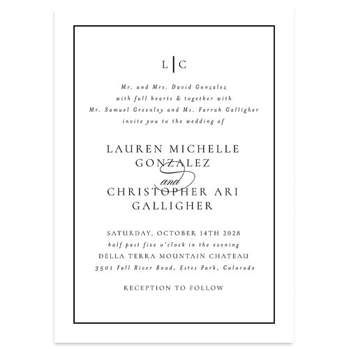 Lasting Frame Wedding Invitations Pure White Signature Blank No Standard