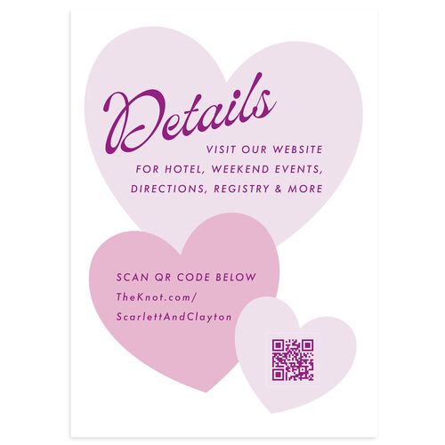 Modern Retro Hearts Wedding Enclosure Cards Lavender Signature Standard
