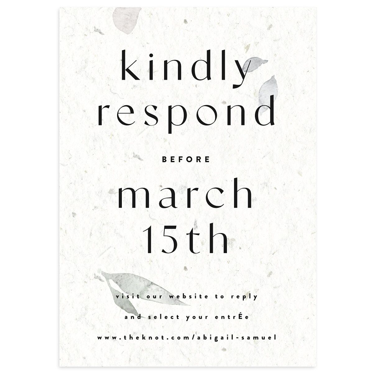 Pressed Leaves Wedding Response Cards