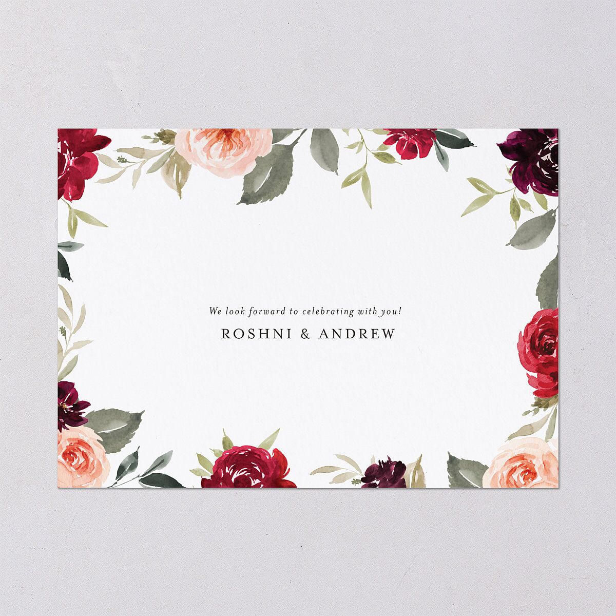 Vibrant Floral Save The Date Cards Deep Claret Signature smooth Blank No