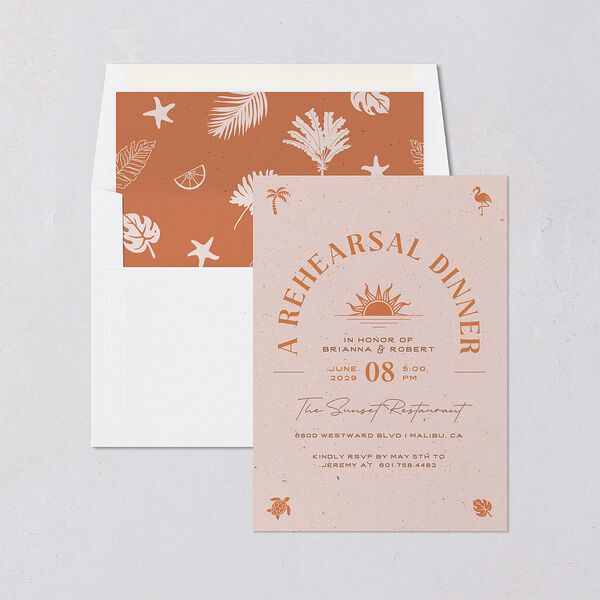 Beach Party Rehearsal Dinner Invitations Pink Cotton Signature Blank Standard