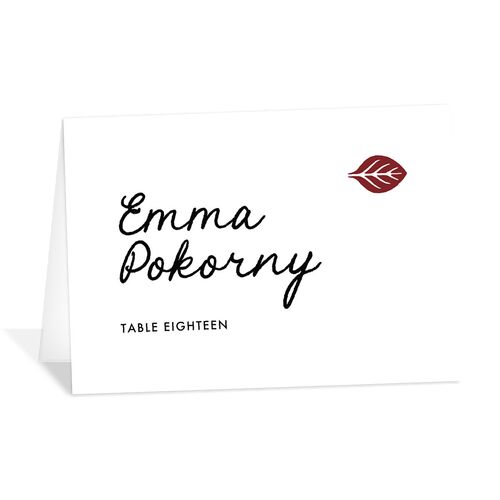 Hand Drawn Heart Photo Place Cards Maroon Signature