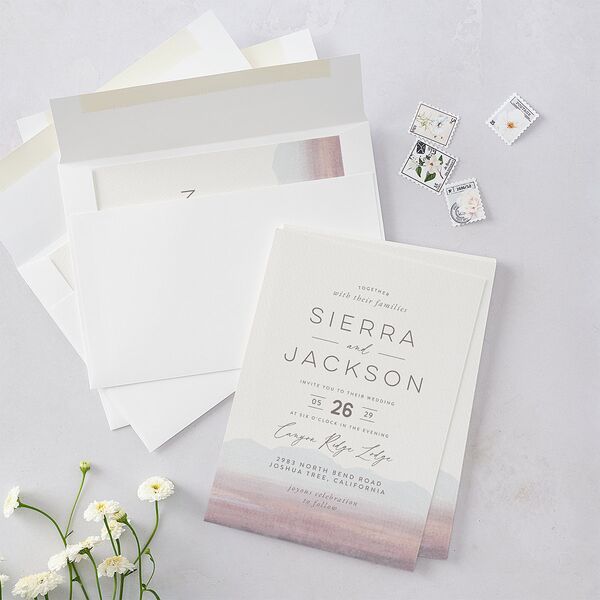 Painted Desert Wedding Invitations Lilac Signature Blank No Standard